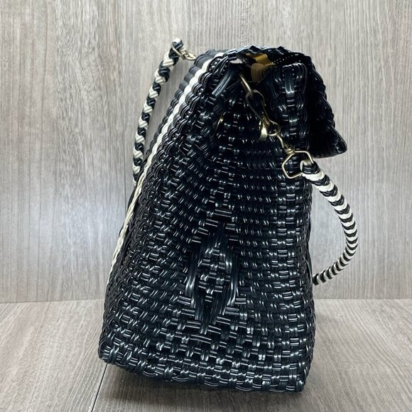 KR Designs Mexican Handmade Artisan Woven Boho Womens Handbag Black White - Picture 4 of 10